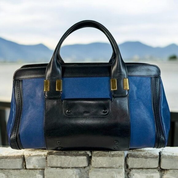 Chloe Handbags - Chloe Blue and Black Leather Satchel